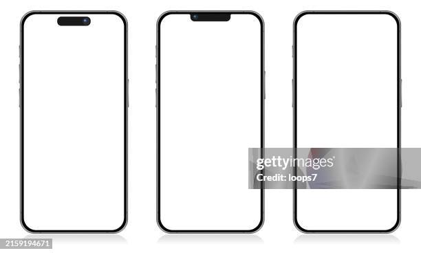 modernes smartphone set vektor illustration mockup - handy stock-grafiken, -clipart, -cartoons und -symbole