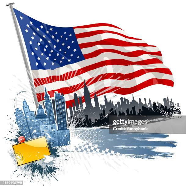 flag celebration - chain fence stock illustrations