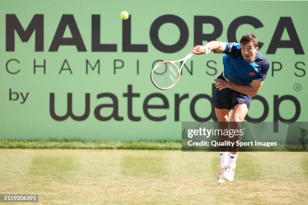 Sebastian Ofner of Austria serves in his Round of 16 match against