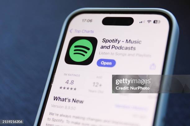 Spotify on App Store is seen in this illustration photo taken in Poland on June 29, 2024.