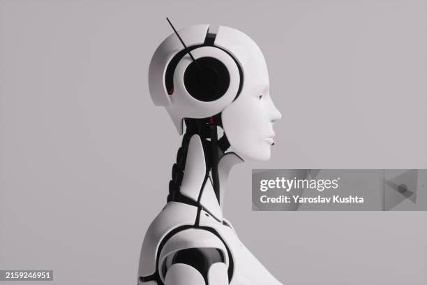 artificial intelligence chatbot robot - cyborg stockfoto's en -beelden