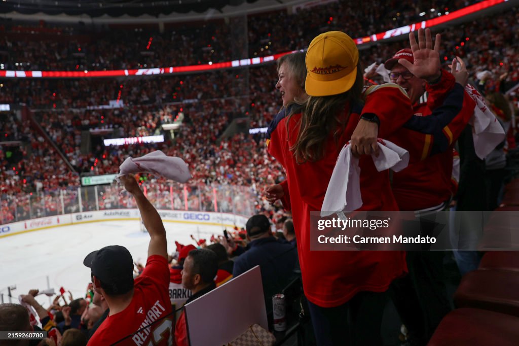 Fans celebrate in Game Seven of the 2025 Stanley Cup Final between... News Photo Getty Images