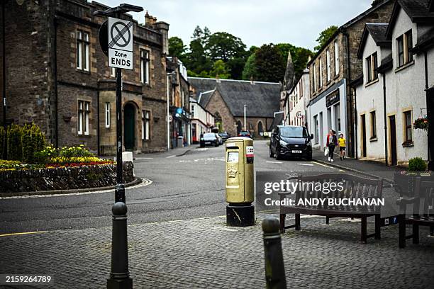Gold post box, installed to commemorate Britain's Andy Murray's Olympic gold medal, is pictured on Dunblane High Street in Dunblane, central Scotland...