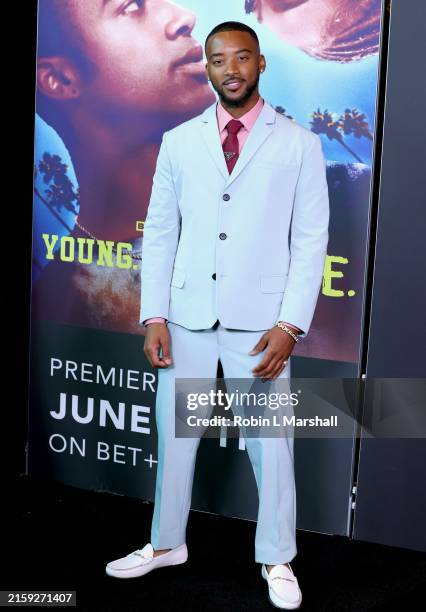 Algee Smith attends BET+ "Young. Wild. Free." Los Angeles Premiere at DGA Theater Complex on June 25, 2024 in Los Angeles, California.