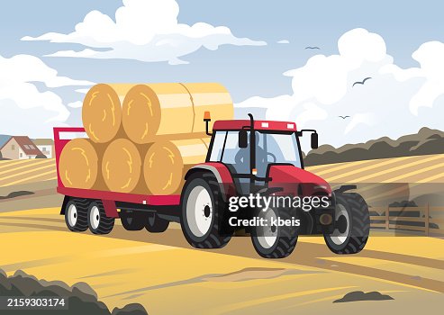 Tractor Carrying Hay Bale Rolls Tractor Carrying Hay Bale Rolls