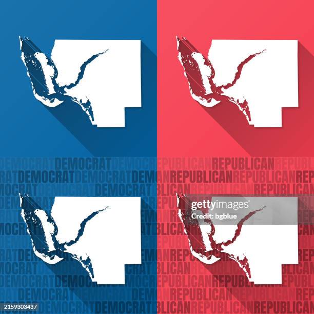 lee county, florida. maps on blue and red backgrounds - fort myers united states stock illustrations