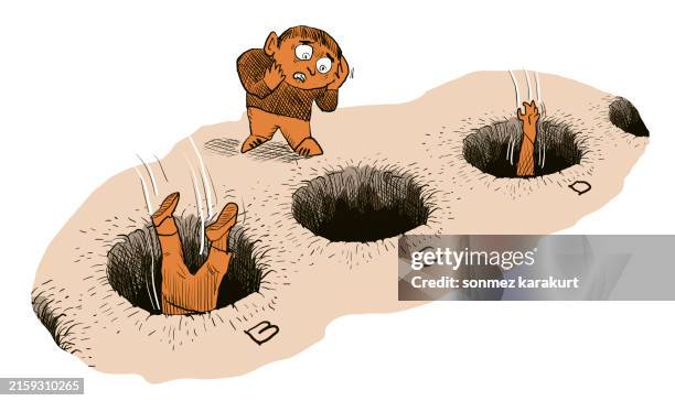 stockillustraties, clipart, cartoons en iconen met problematic examination system - pitfall