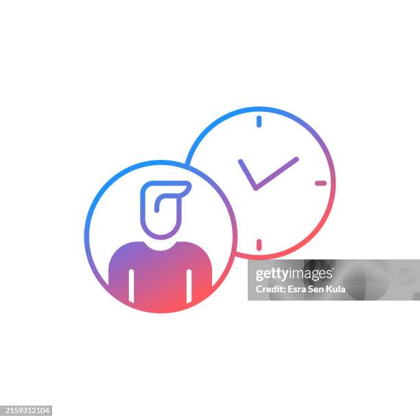 overtime work gradient color solid line icon design - part time icon stock illustrations