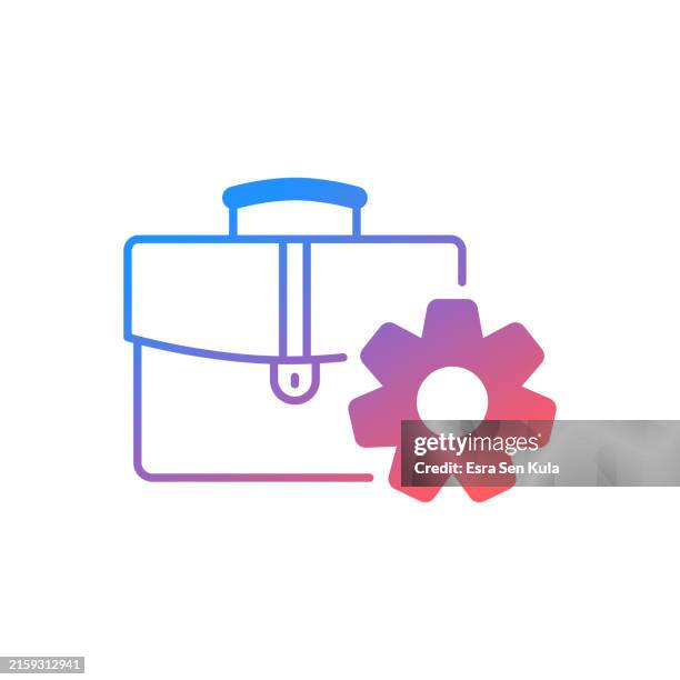 project management gradient color solid line icon design - project management process stock illustrations