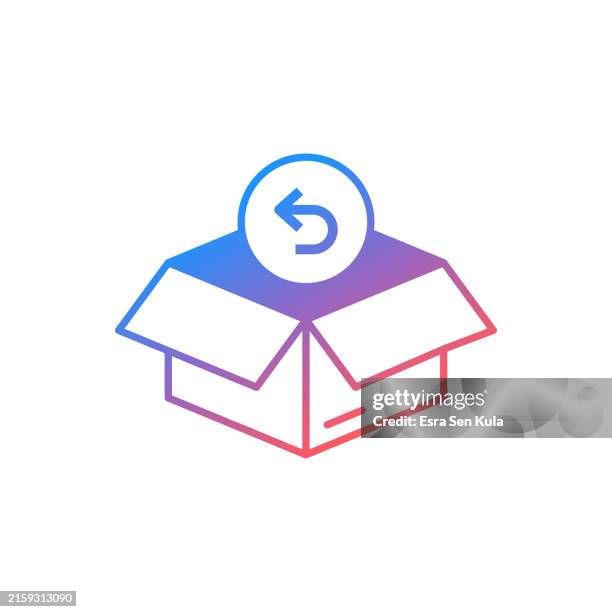 product return gradient color solid line icon design - returning stock illustrations