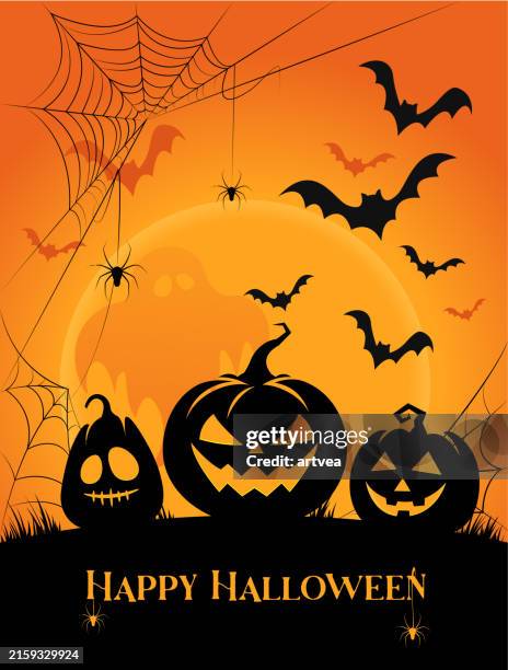 happy halloween orange background - halloween stock illustrations