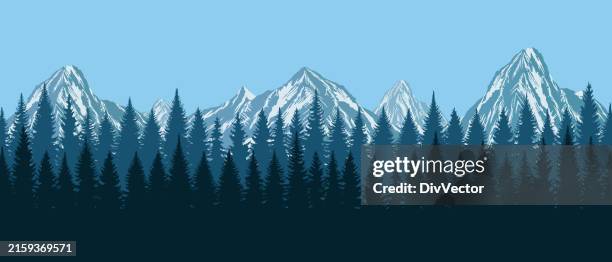 snowy mountain valley vector illustration - mount everest summit stock illustrations