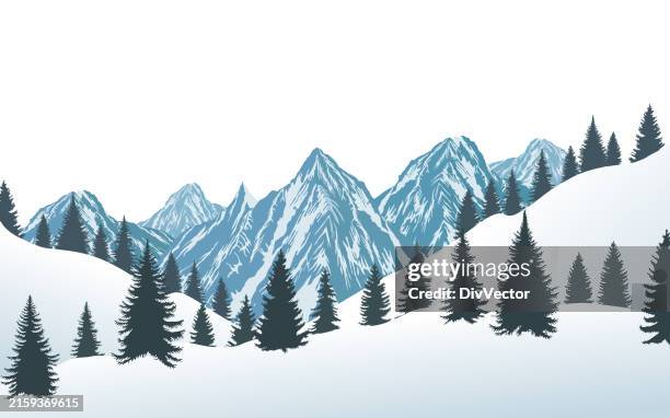 winter forest vector illustration - alpine stock illustrations