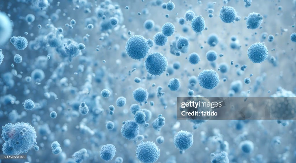 Microscopic blue bacteria background