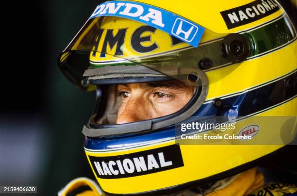 Ayrton Senna during the San Marino GP at Imola on April 24, 1987 in Imola, Italy.