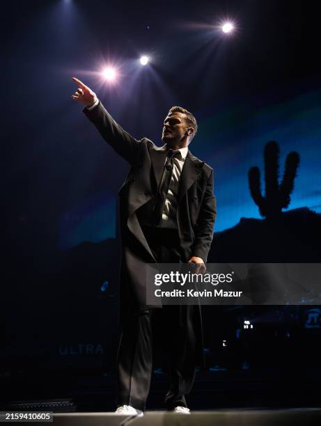 Justin Timberlake performs onstage during The Forget Tomorrow World Tour at Madison Square Garden on June 25, 2024 in New York City.