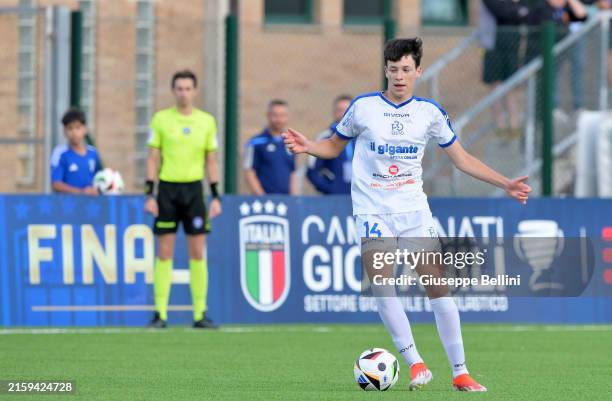 Nicolo' Lavelli of Pro Sesto in action during the U15 Serie C Final match between Pro Sesto and Arezzo at on June 26, 2024 in Recanati, Italy.