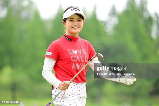 Yumeno Masada of Japan smiles after the birdie on the 1st green during the first round of SHISEIDO LADIES OPEN at Totsuka Country Club West Course on...