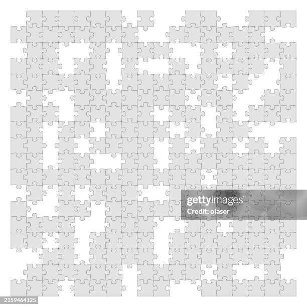 stockillustraties, clipart, cartoons en iconen met incomplete jigsaw puzzle pieces pattern with edges. some pieces missing - verdwaald