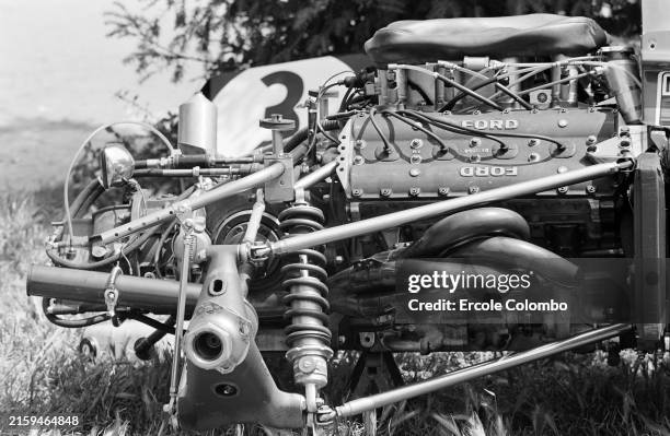 Ford engine in Jackie Stewart's Tyrrell 006 Ford during the Spanish GP at Montjuïc on April 29, 1973 in Montjuïc, Spain.