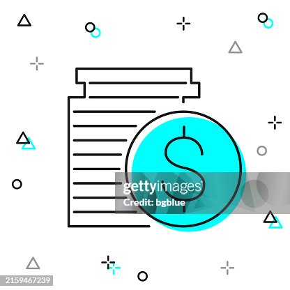 Dollar coins stack. Line icon on white background Dollar coins stack. Line icon on white background