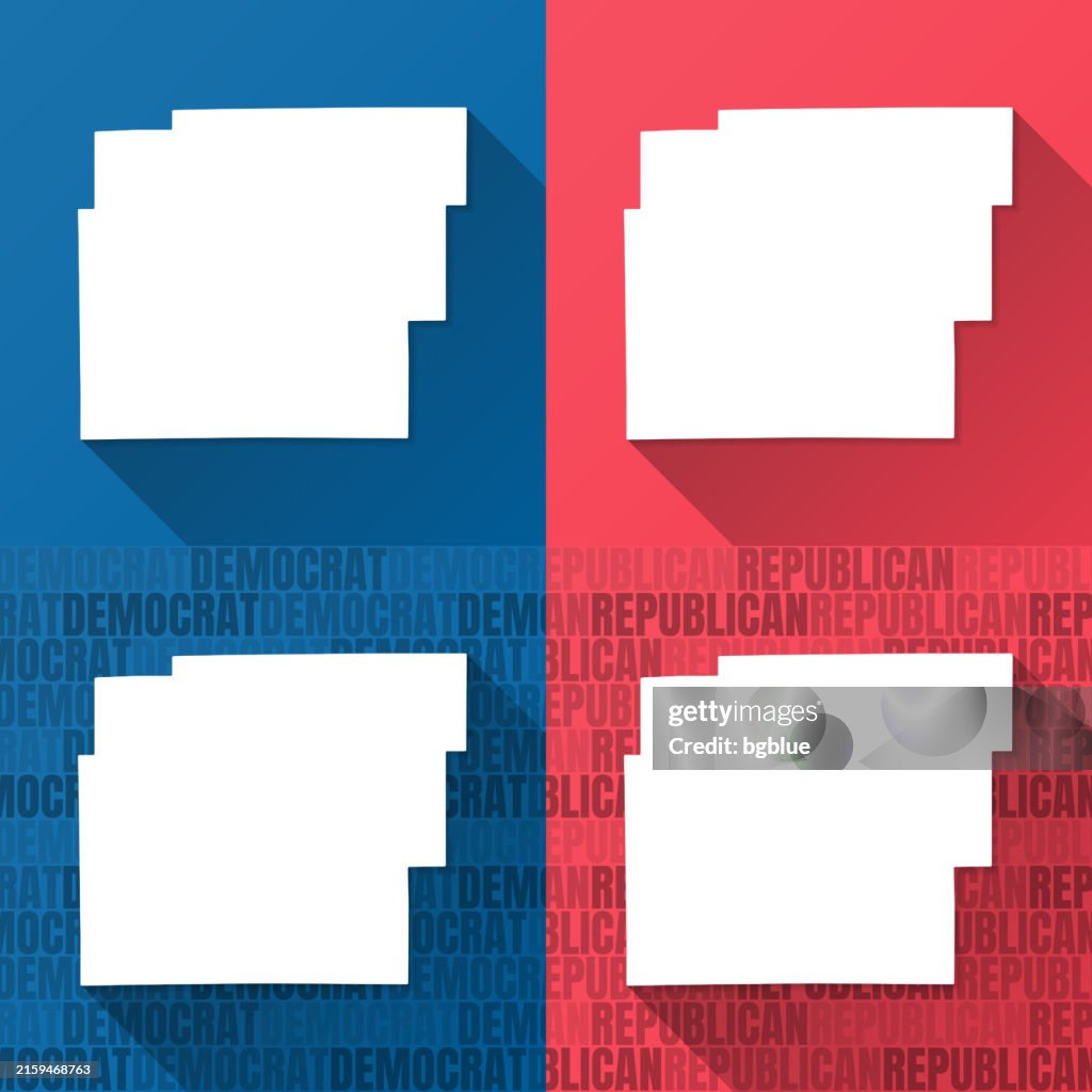 Hancock County, Indiana. Maps on blue and red backgrounds