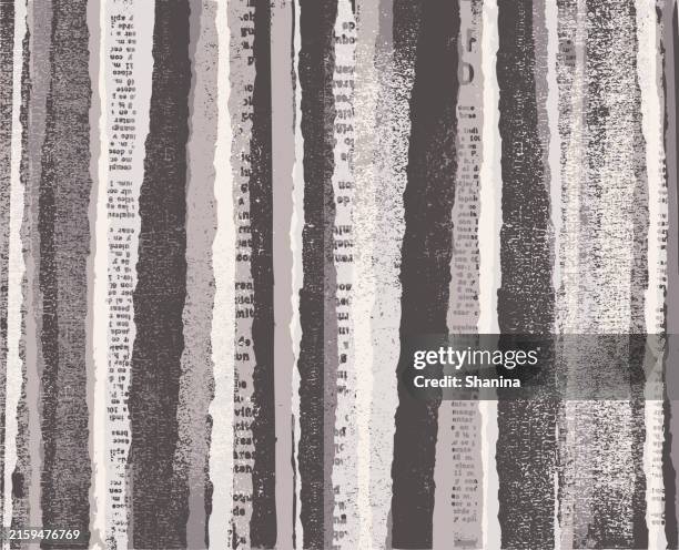 illustrazioni stock, clip art, cartoni animati e icone di tendenza di sfondo di carte strappate grunge - bianco e nero - v1 - giornale