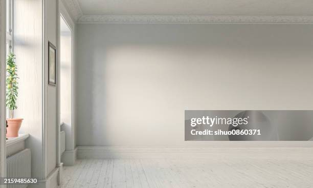 interior design stanza vuota - muro foto e immagini stock