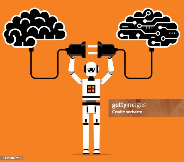 brainstorming - brain - cable installation stock illustrations