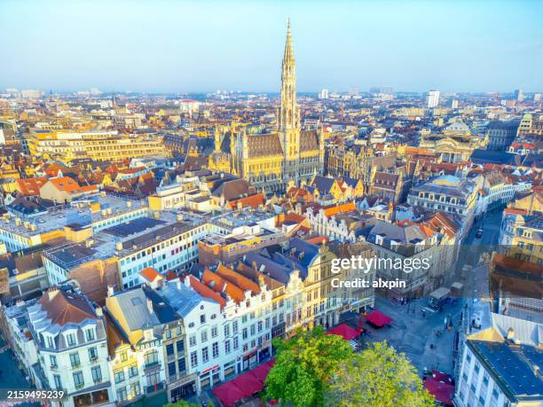 aerial view of brussels, belgium - brussels capital region stock pictures, royalty-free photos & images