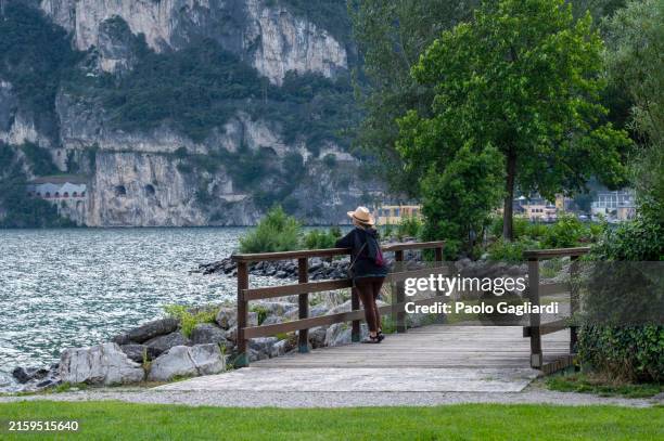 ponticello a riva del garda - ponte di legno foto e immagini stock