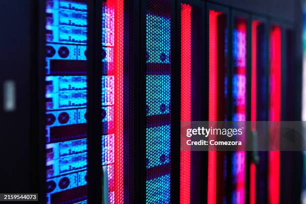 close-up of data center - network server stock pictures, royalty-free photos & images