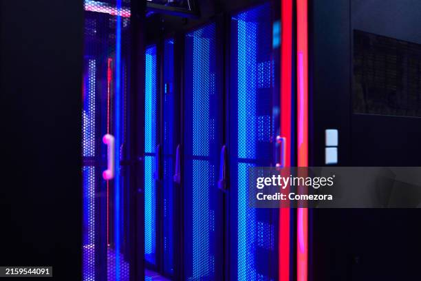 close-up of data center - what are modular data centers stock pictures, royalty-free photos & images