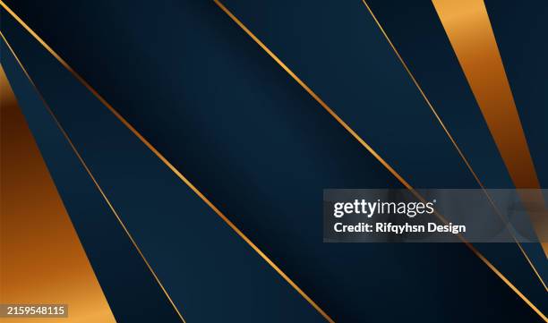 abstract blue polygon triangles shape pattern background with golden line and lighting effect luxury style. abstract design template for brochures, flyers, magazine, banners, headers, book covers, device screen background and more, vector - diagonal lines stock illustrations