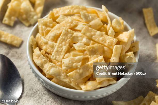 close-up of food in bowl on table,united states,usa - fried wonton stock pictures, royalty-free photos & images