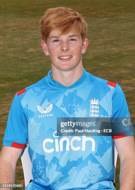 Thomas Rew of England U19's poses for a headshot during a nets... News ...