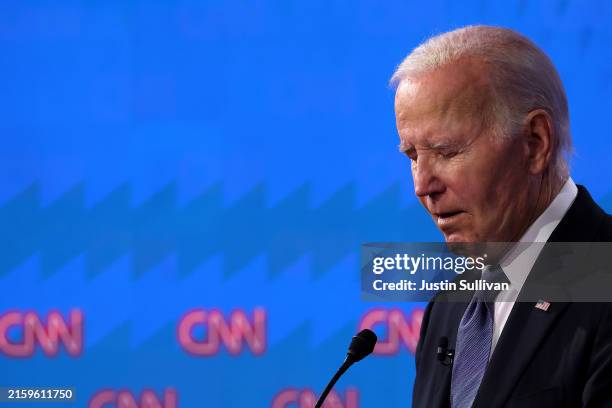 President Joe Biden participates in the CNN Presidential Debate at the CNN Studios on June 27, 2024 in Atlanta, Georgia. President Biden and...
