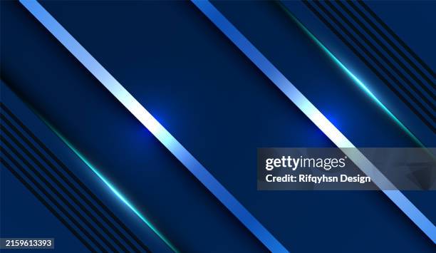 abstract blue polygon triangles shape pattern background with golden line and lighting effect luxury style. abstract design template for brochures, flyers, magazine, banners, headers, book covers, device screen background and more, vector - navy blue metallic background stock illustrations