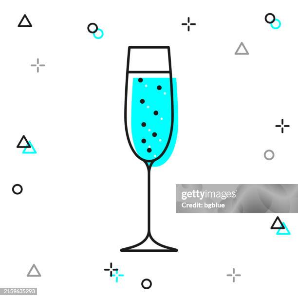 ilustraciones, imágenes clip art, dibujos animados e iconos de stock de copa de champán. icono de línea sobre fondo blanco - champán
