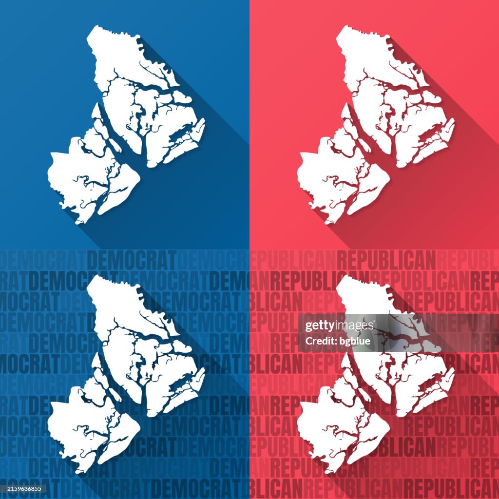Beaufort County, South Carolina. Maps on blue and red backgrounds