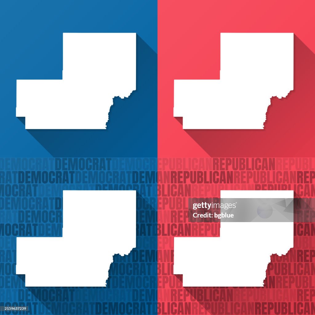 Meade County, South Dakota. Maps on blue and red backgrounds