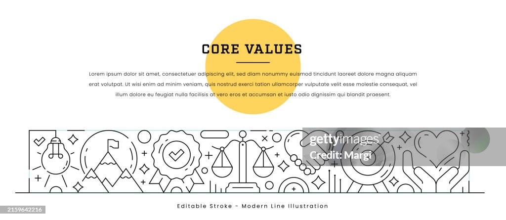 Ligne moderne Illustration des concepts de valeurs fondamentales