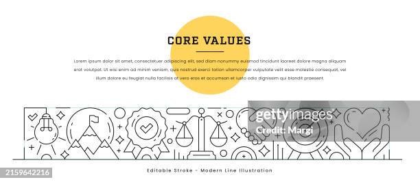 modern line illustration of core values concepts - customer value stock illustrations