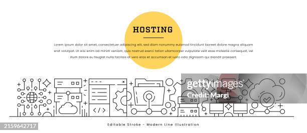 modern line illustration of hosting concepts - online database abstract stock illustrations