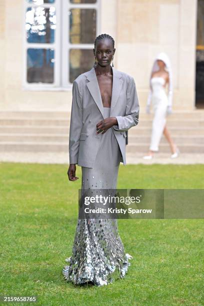 Model walks the runway during the Georges Hobeika Haute Couture Fall/Winter 2024-2025 show as part of Paris Fashion Week on June 24, 2024 in Paris,...