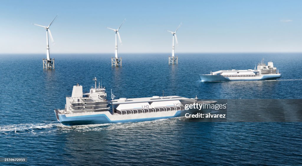 Digitally Created Hydrogen Tanker and Offshore Wind Turbines