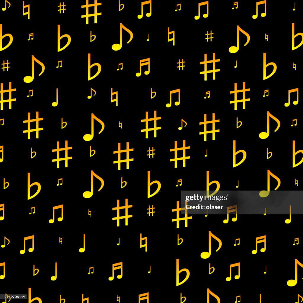 Random Singing Note Large Musical Notes In Pattern Random Symbol Size High-Res Vector ...