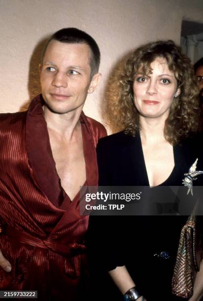 English actor Michael York and American actress Susan Sarandon attend the opening of 'Bent' at the Apollo Theater in New York, New York, June 2, 1980.