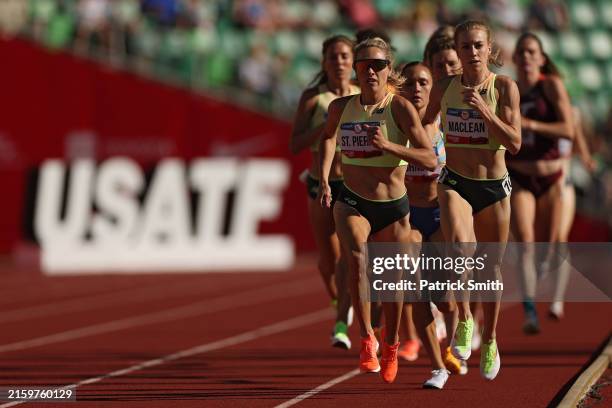 Elle St. Pierre and Heather MacLean lead the field as they compete in the women's 1500 meter semi-final on Day Eight of the 2024 U.S. Olympic Team...