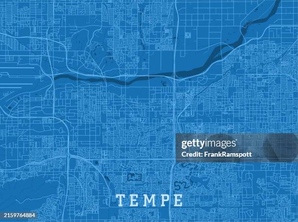 tempe az city vector road map blue horizontal - tempe arizona stock illustrations
